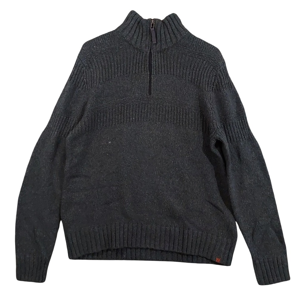 Royal Robbins Sweater Mens XL Gray Wool Blend Quarter Zip Mock Neck Pullover